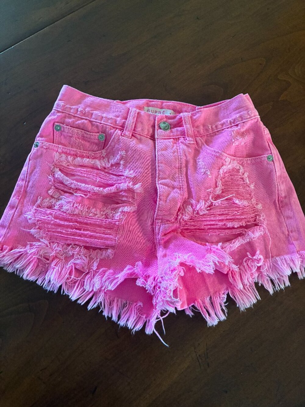 Supre Denim Hot Pink Distressed Frayed Short Shorts XXS Barbiecore Y2K Festival